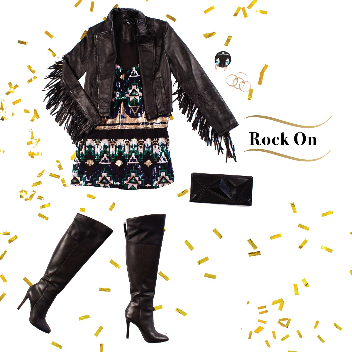 Rocker and boho chic New Year outfit