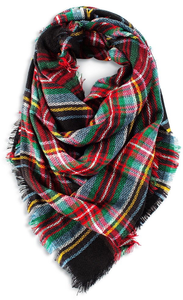 Plaid blanket scarf winter