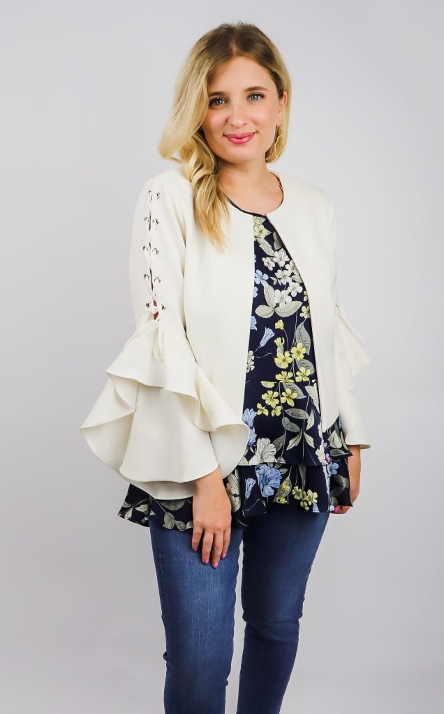 spring ruffle jacket and top